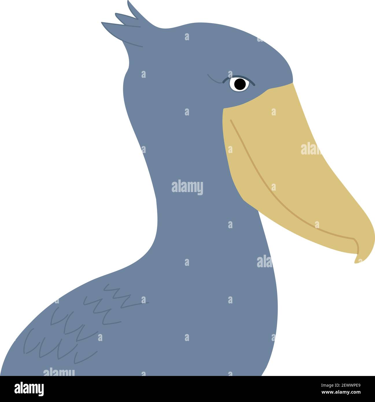 Profilo laterale della Shoebill conosciuto anche come cicogna con testa di balena. Illustrazione vettoriale isolata su sfondo bianco. Illustrazione Vettoriale