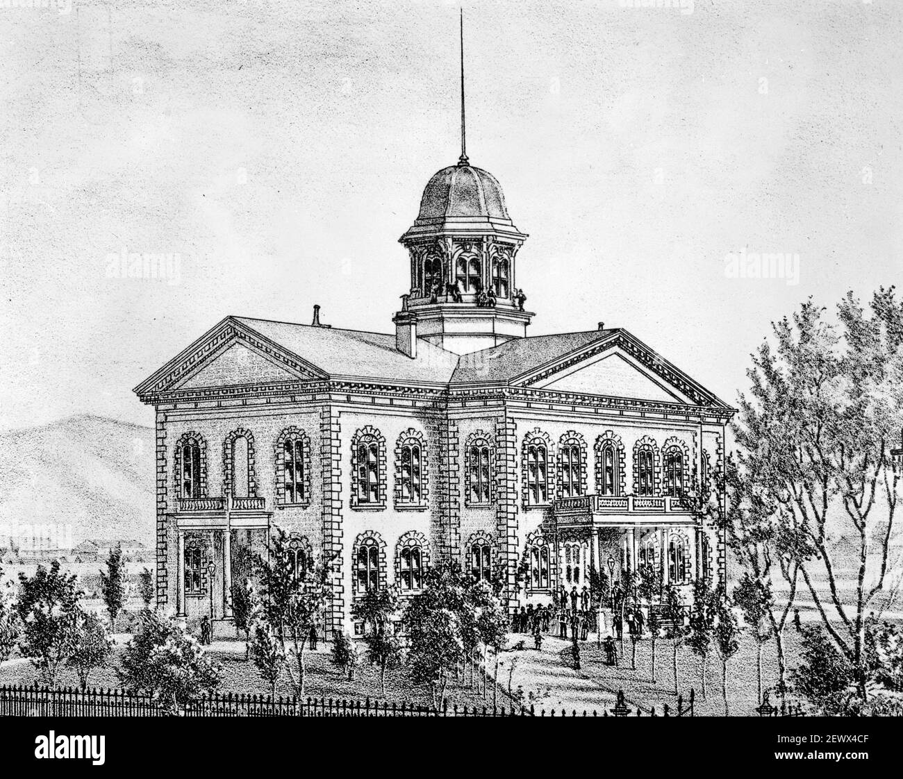 Nevada state Capitol, Plaza at Carson Street, Carson City, Carson City, Nevada, circa 1880 Foto Stock