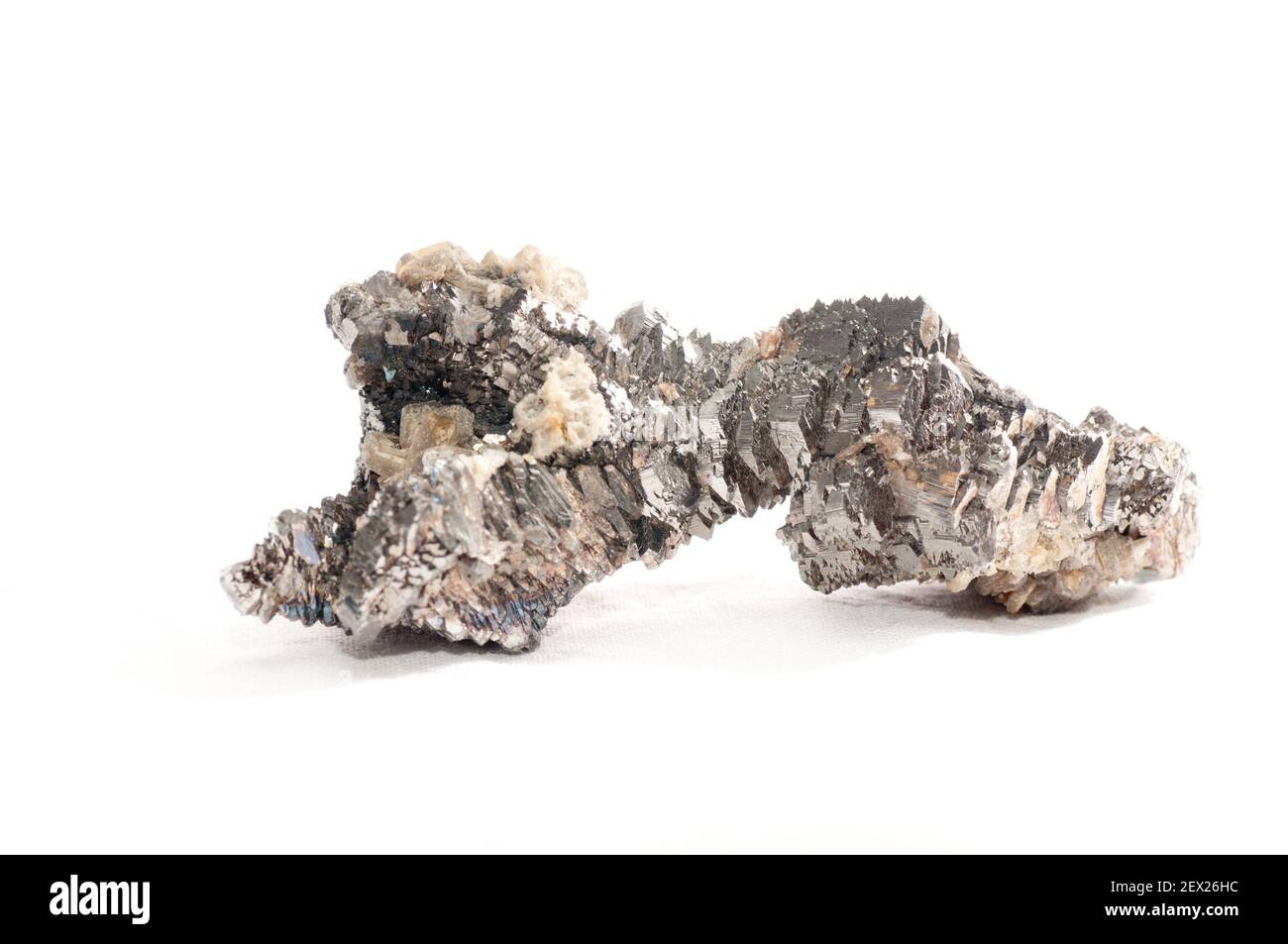 Metallo arsenopyrite campione di minerale con cristalli di quarzo e granito Foto Stock