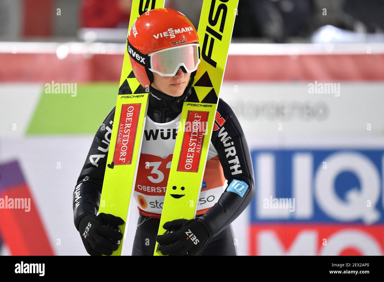 Katharina ALTHAUS (GER), azione, immagine singola, motivo singolo tagliato, mezza figura, mezza cifra. Donne Large Hill Individual Ski Jumping, Women Ski Jumping, Grossschanze HS 137 su 03.03.2021. FIS Nordic World Ski Championships 2021 a Oberstdorf dal 22 febbraio al 7 marzo 2021. | utilizzo in tutto il mondo Foto Stock