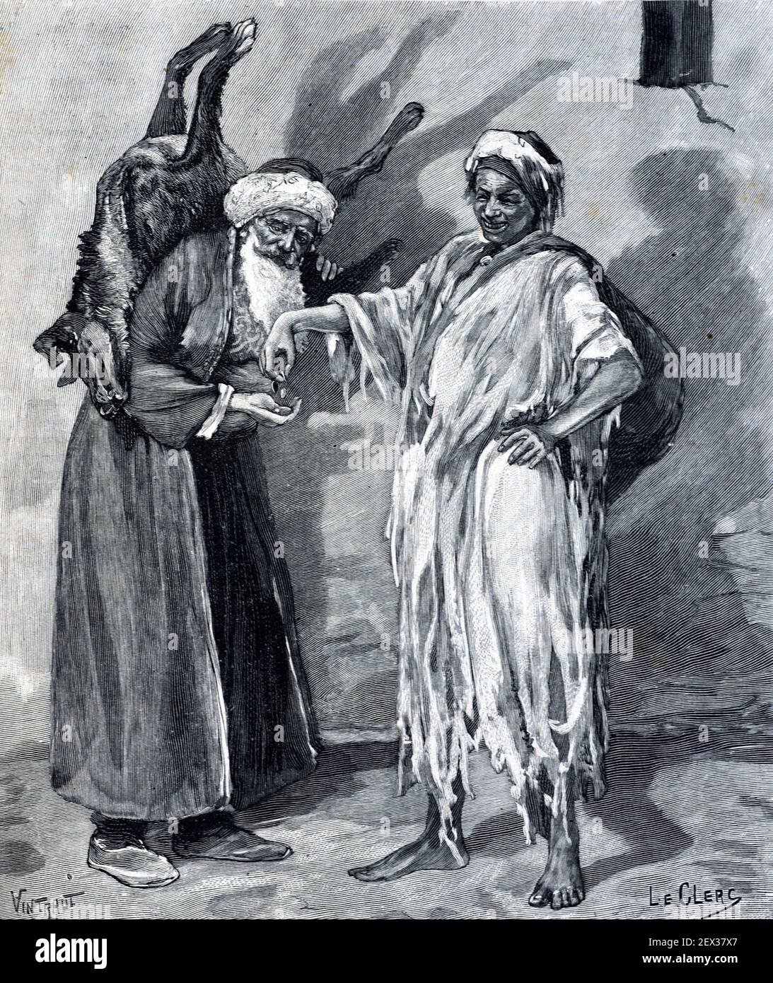 L'uomo armeno dispone di un cane morto per un povero Iranian Woman in Persia o Iran 1896 Illustrazione o incisione Foto Stock