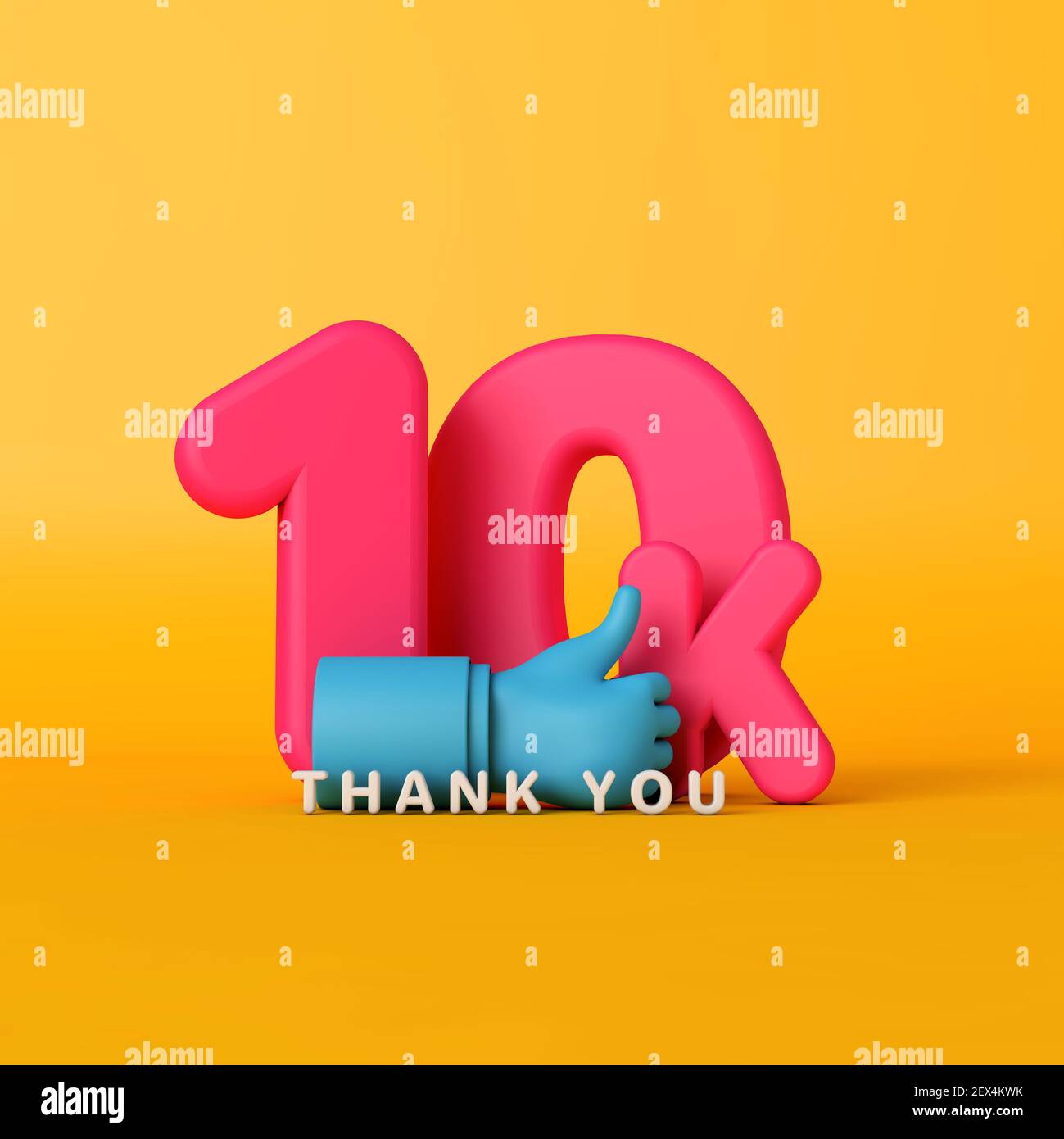 Grazie 10 mila seguaci. Banner sui social media. Rendering 3D Foto Stock