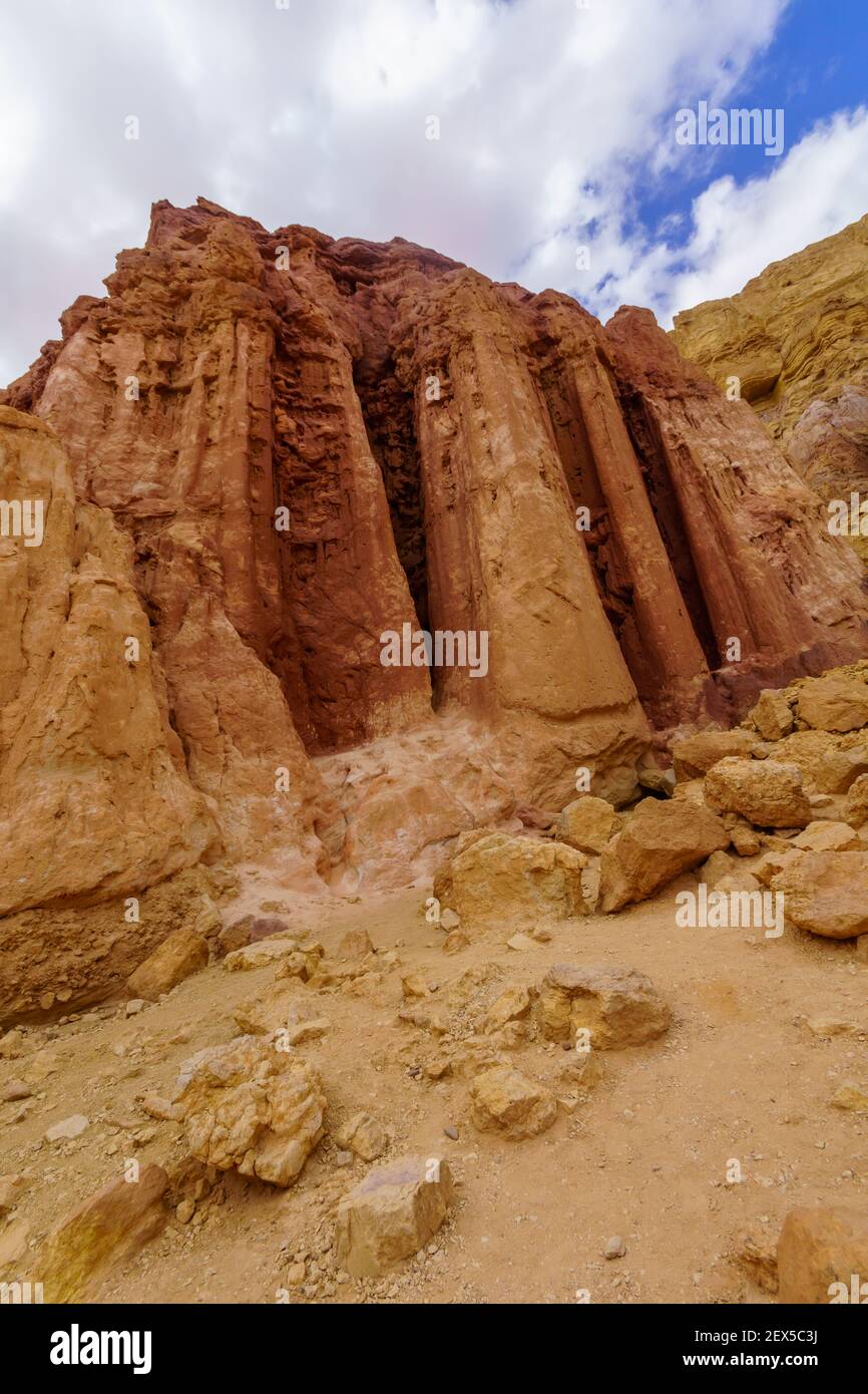 Vista delle colonne Ammerm formazione rocciosa, Arava deserto, Israele meridionale Foto Stock