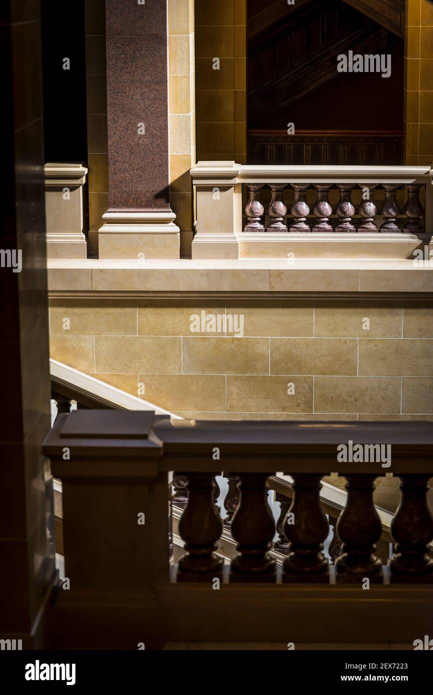 Dettagli architettonici, Wisconsin state Capitol, un edificio Beaux-Arts completato nel 2017, Madison, Wisconsin, USA Foto Stock