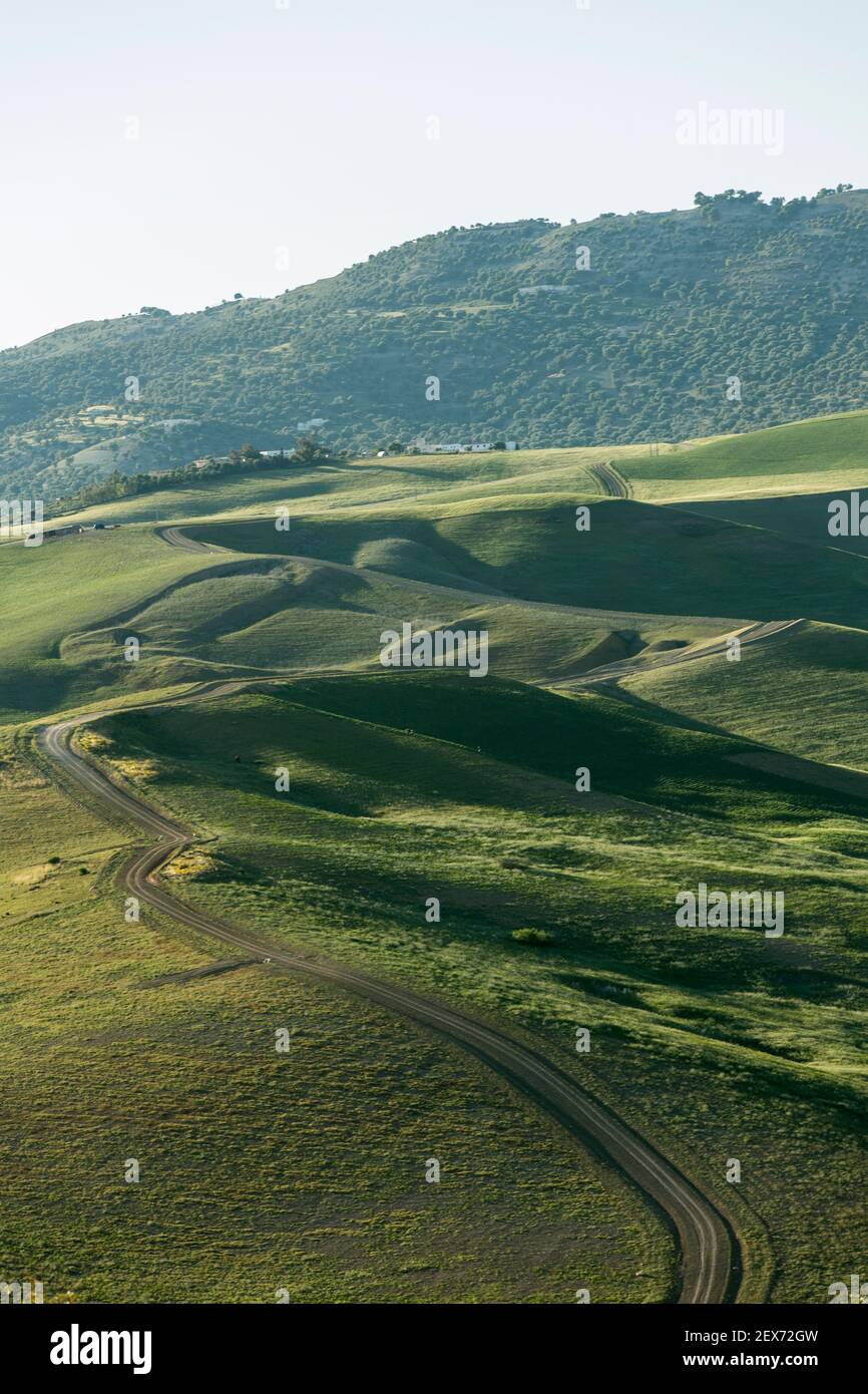 Marocco, Fez, vista panoramica sulle verdi colline che circondano la città Foto Stock