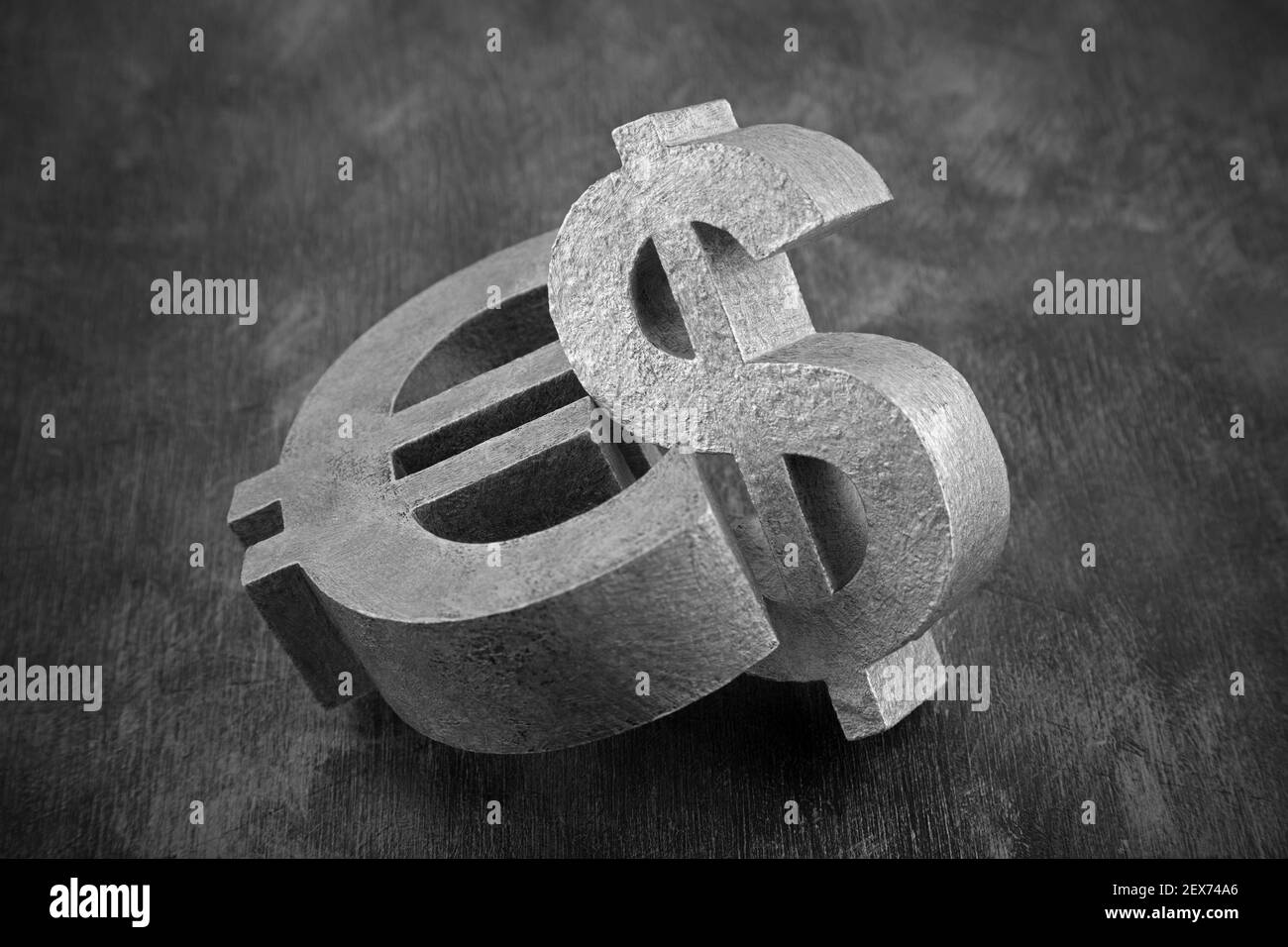 Coppia di simboli vintage euro e dollaro Foto Stock