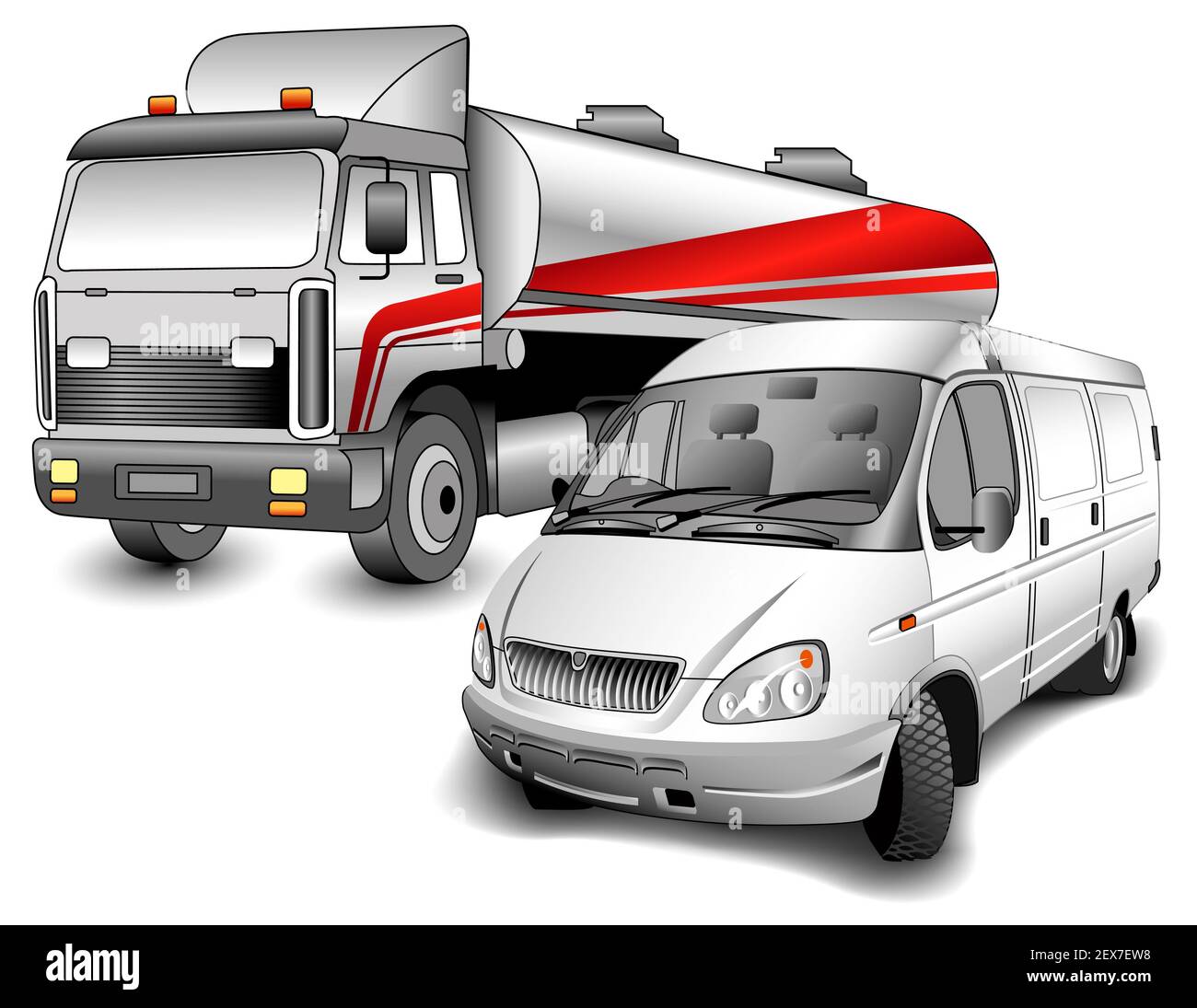 Camion e minibus Foto Stock