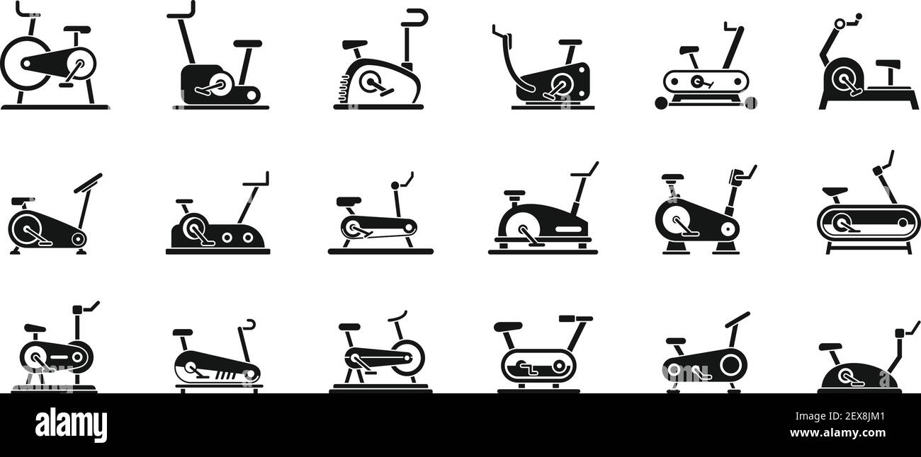 Set di icone per la bicicletta sportiva, stile semplice Illustrazione Vettoriale