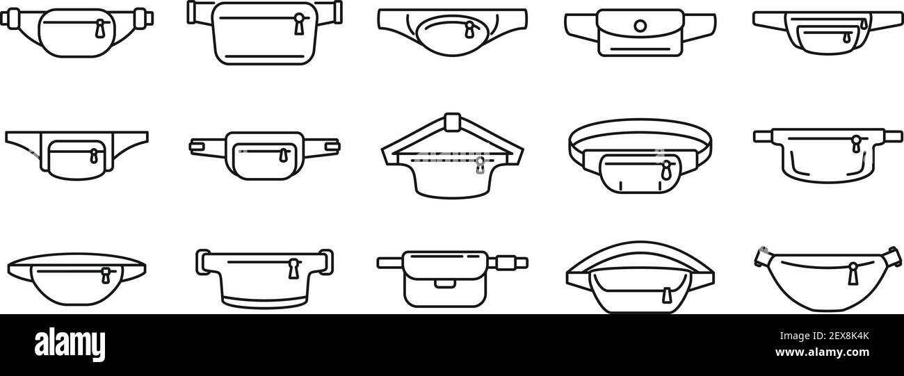 Set di icone moda per borsa vita, stile outline Illustrazione Vettoriale