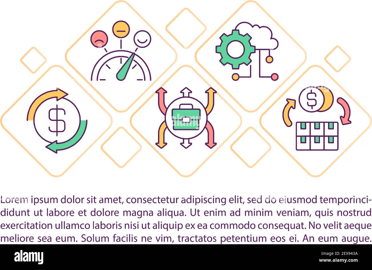 Icona del concetto di ripresa economica con testo Illustrazione Vettoriale