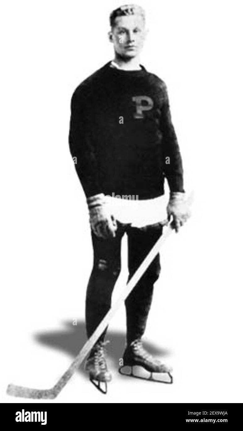 Hobey Baker, membro della squadra di hockey dei Princeton University Tigers. Foto Stock