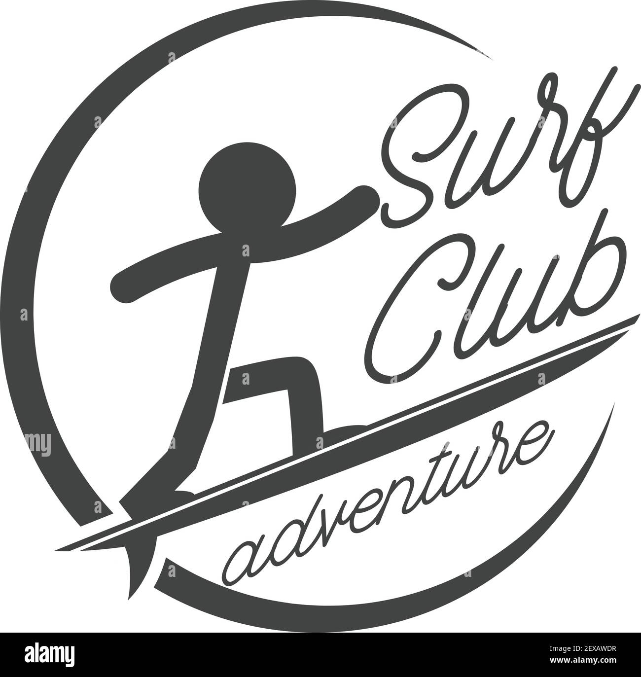 logo surf per festival surf isolato su sfondo bianco. illustrazione vettoriale Illustrazione Vettoriale