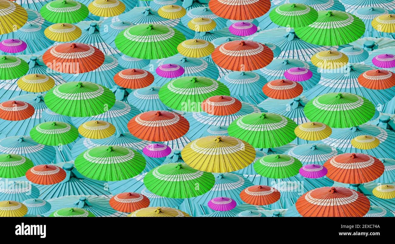 schema di ombrelli colorati Foto Stock