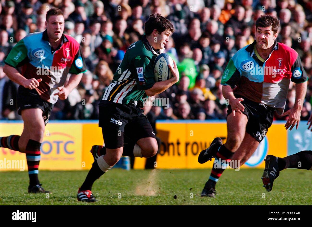 POWERGEN SEMI-FINALE QUINS V LONDRA IRISH 9/3/2002 BARRY EVERITT E. L'IMMAGINE DI DESTRA PAUL SANDERSON DAVID ASHDOWN.RUGBY Foto Stock