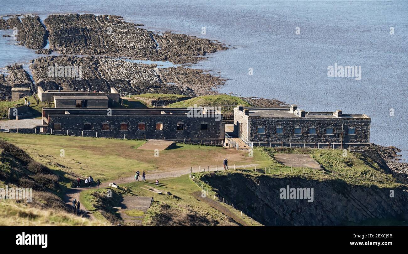 Parzialmente rinnovato pensiero napoleonico su Brean Down Promenory nel Somerset Foto Stock