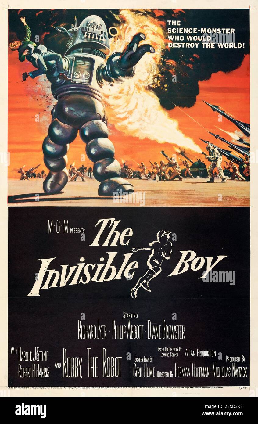 The Invisible Boy (alias S.O.S Spaceship) è un film di fantascienza statunitense del 1957. Foto Stock