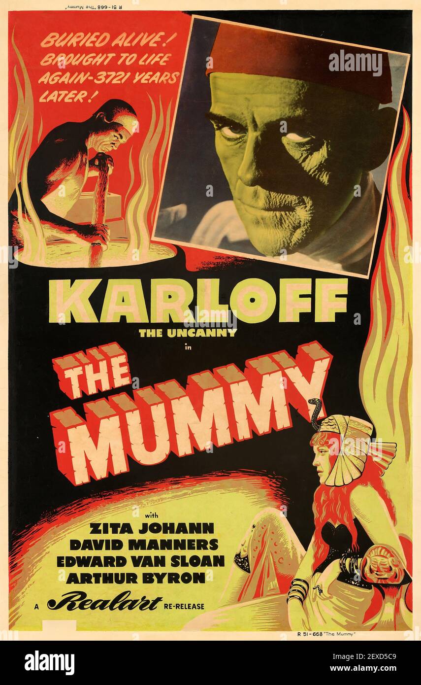 L'impresa della mamma. Boris Karloff e Zita Johann. Poster/poster di film horror vecchio e vintage. 1932. Foto Stock