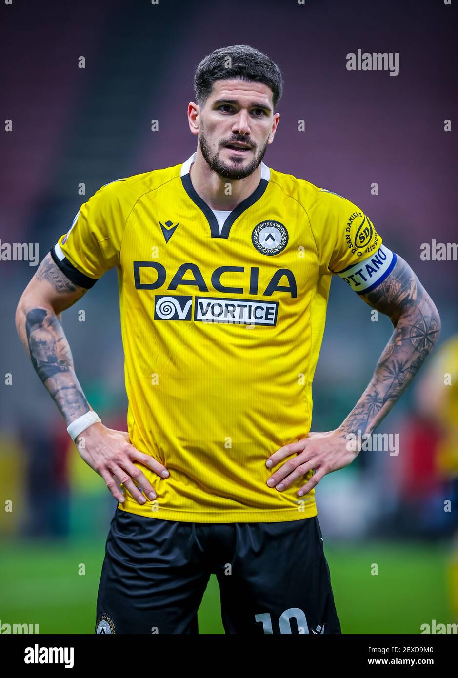 Rodrigo De Paul di Udinese Calcio reagisce durante il campionato italiano Serie A Football Match tra AC Milano e Udinese Calcio il 3 marzo 2021 allo stadio San Siro di Milano