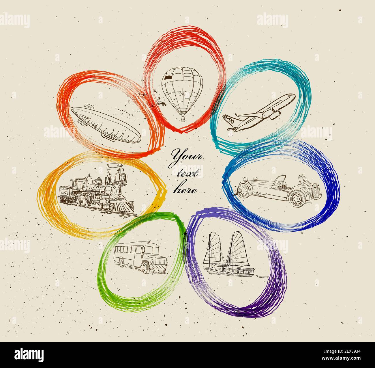 Striscioni con diverse modalità di trasporto. Foto Stock