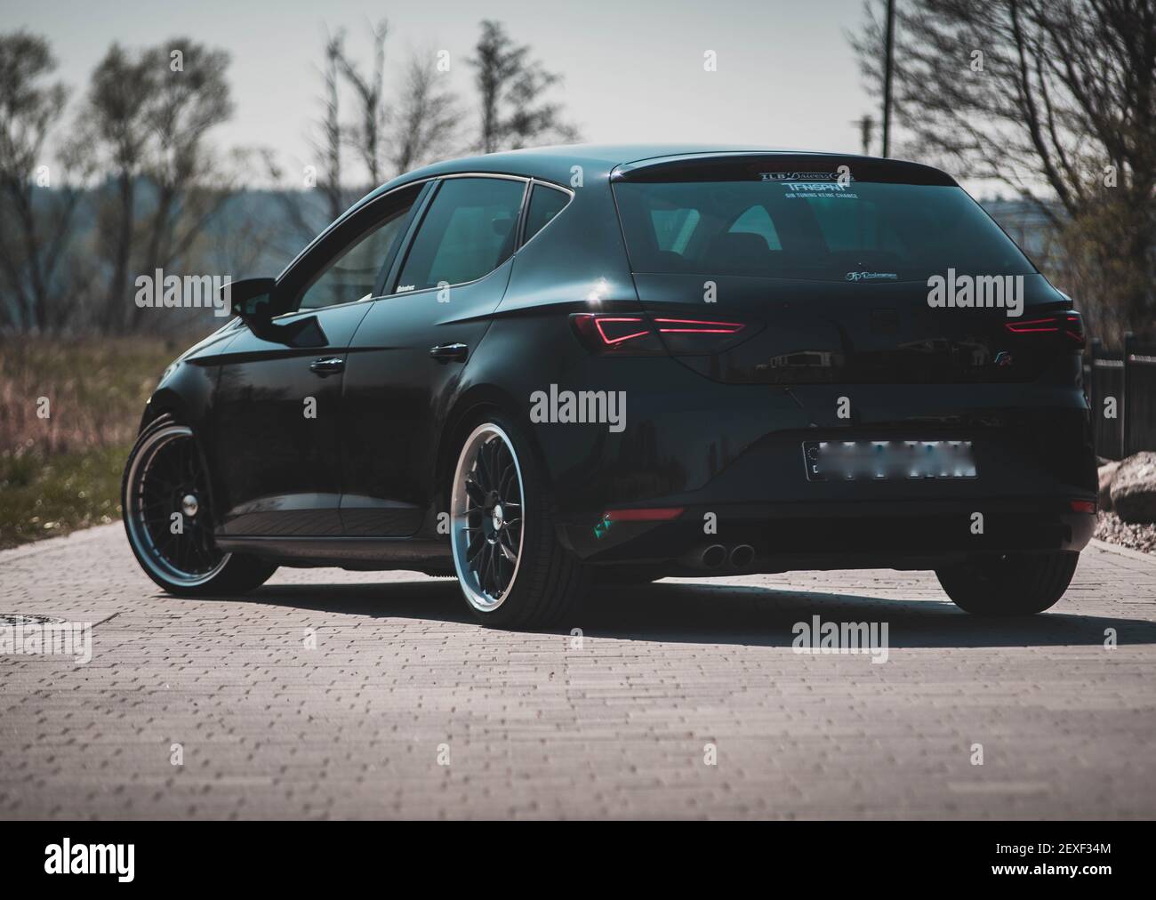 WAREN (, GERMANIA - 22 aprile 2019: Una Seat leon FR sulla strada con una lunghezza focale lunga Foto Stock