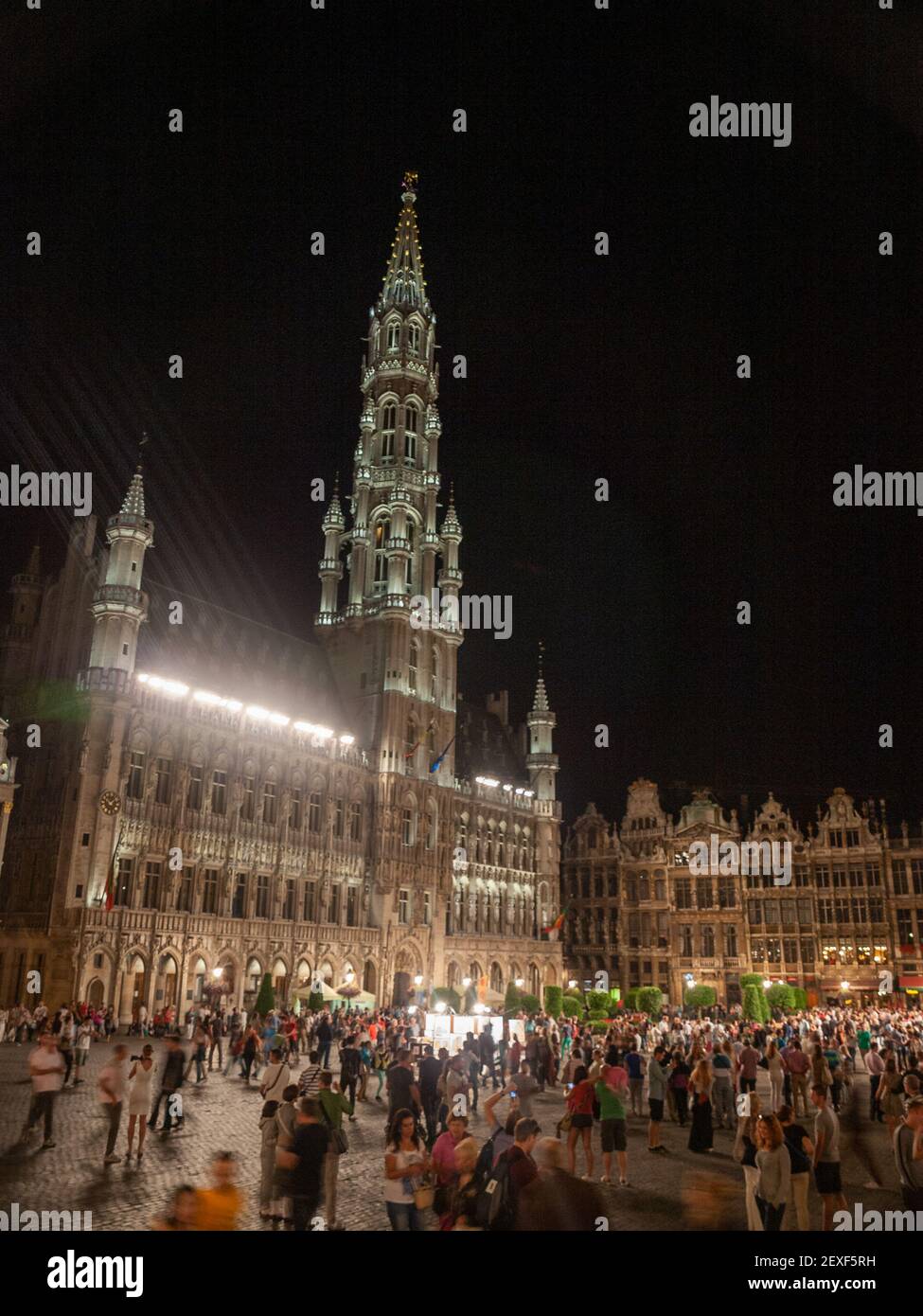 Bruxelles Grand Place (Grote Markt) di notte Foto Stock