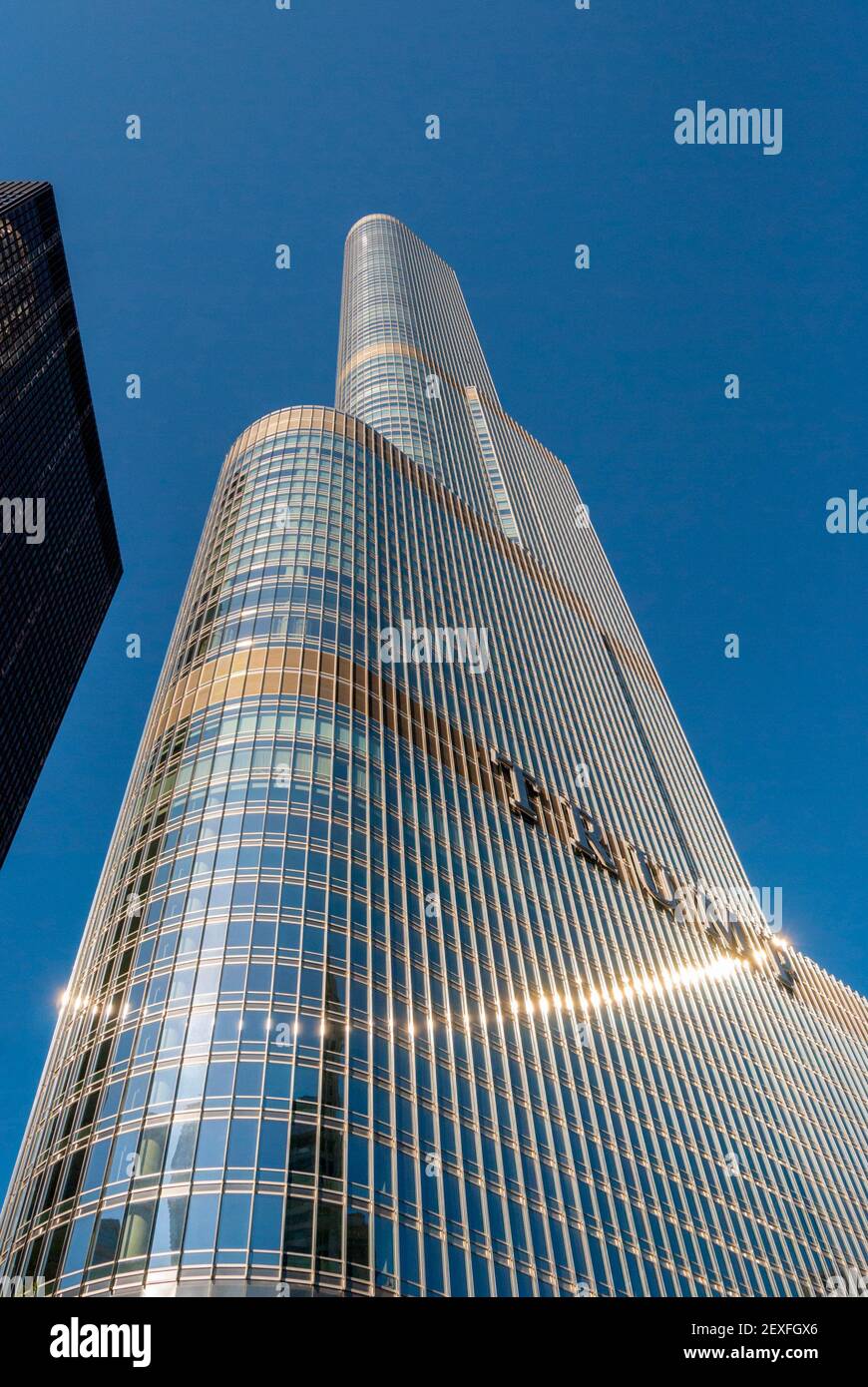 Trump International Hotel and Tower sulle rive del fiume chicago. A Chicago. Foto Stock