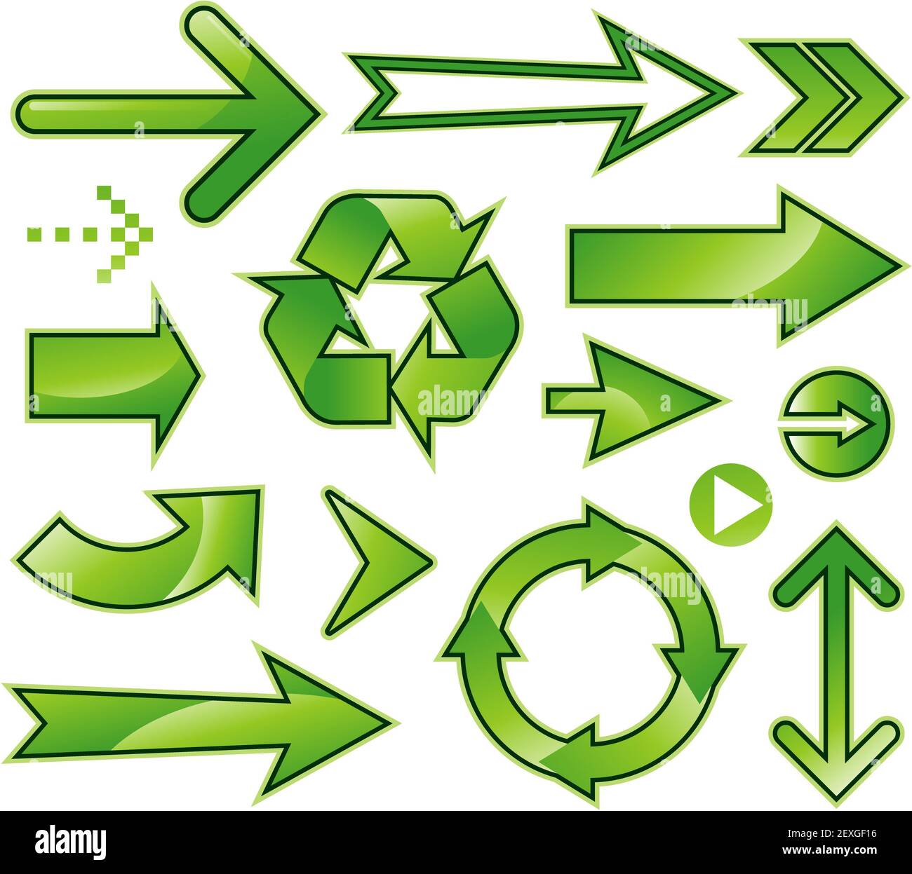 Freccia verde design segno insieme di raccolta Foto Stock