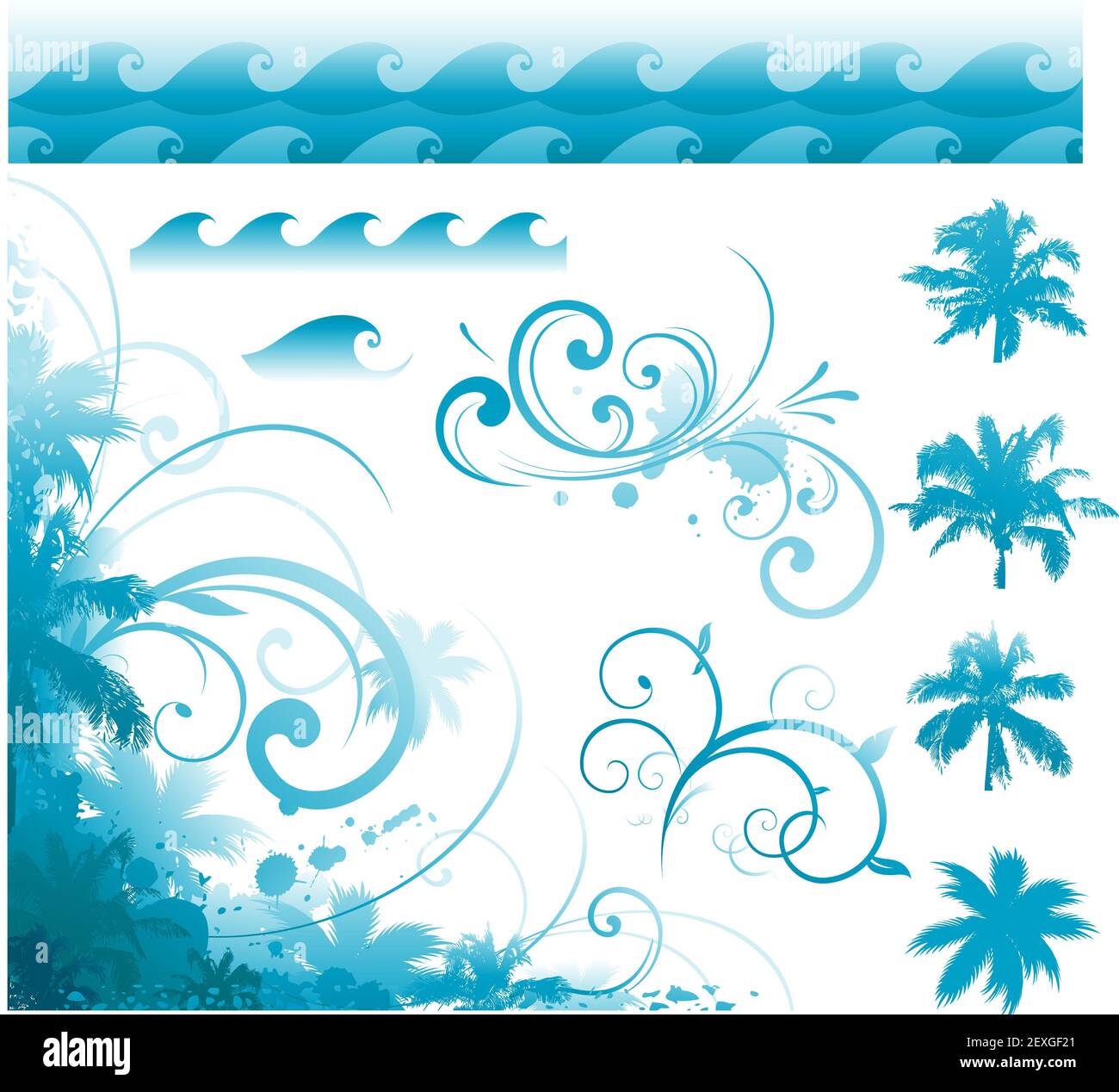 Elementi tropicali design Foto Stock