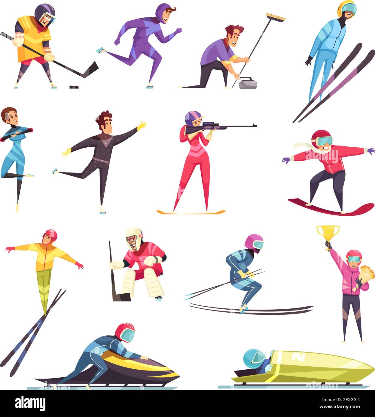 Sport invernali con sci snowboard e pista di pattinaggio isolata illustrazione vettoriale Illustrazione Vettoriale