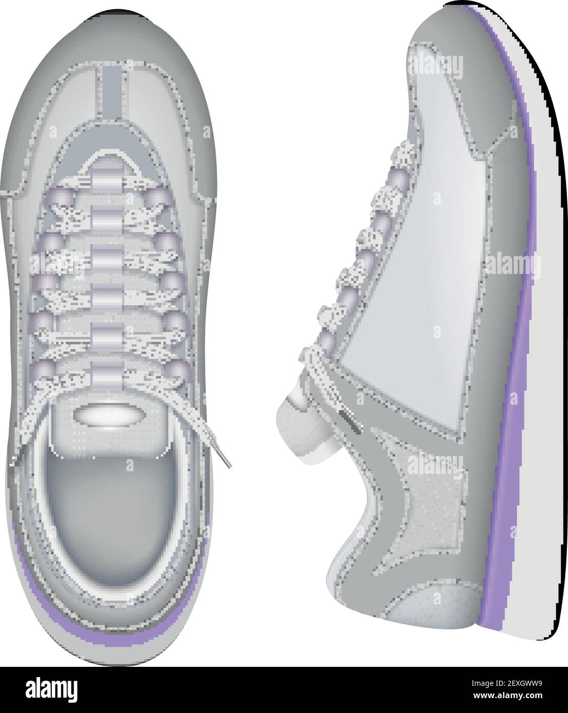 Scarpe da running sportive scarpe da tennis bianco trendy top e. immagine  vettoriale di composizione realistica della vista in primo piano laterale  Immagine e Vettoriale - Alamy