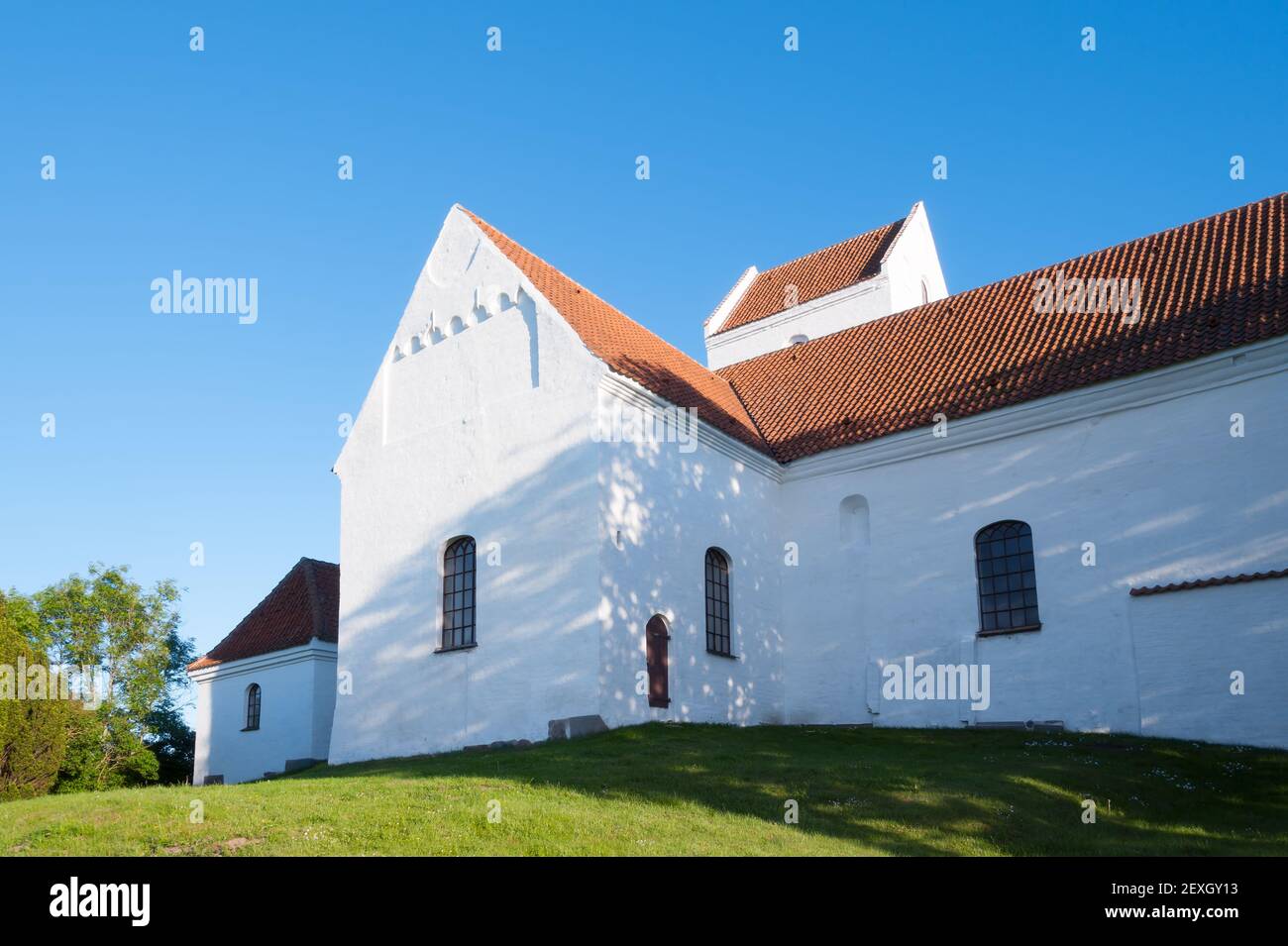La chiesa medievale di Humble, isola Langeland, D. Foto Stock