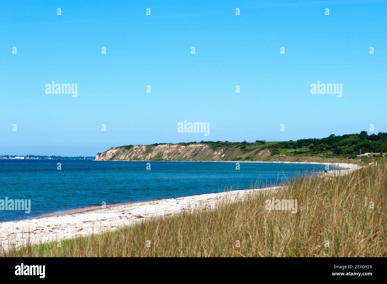 Spiaggia vuota sull'isola di Langeland, Danimarca, in s. Foto Stock