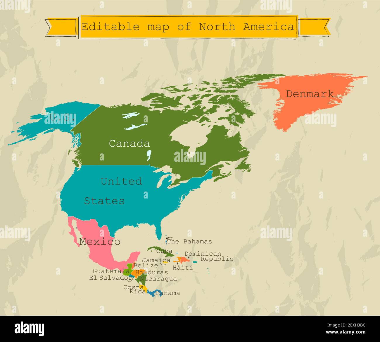 Mappa modificabile del Sud America con tutti i paesi. Foto Stock