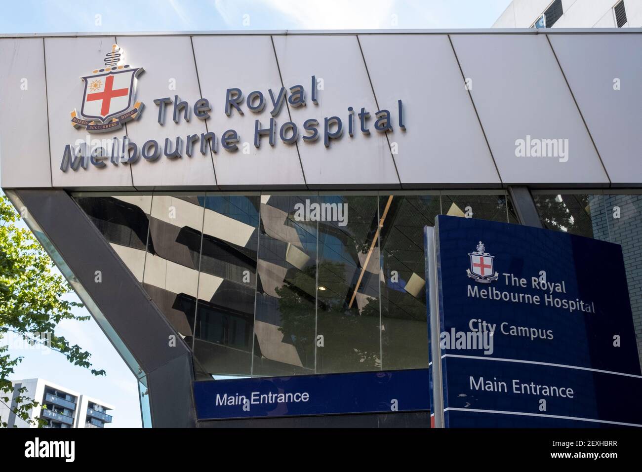 Ingresso al Royal Melbourne Hospital di Parkville, Melbourne, Victoria, Australia Foto Stock