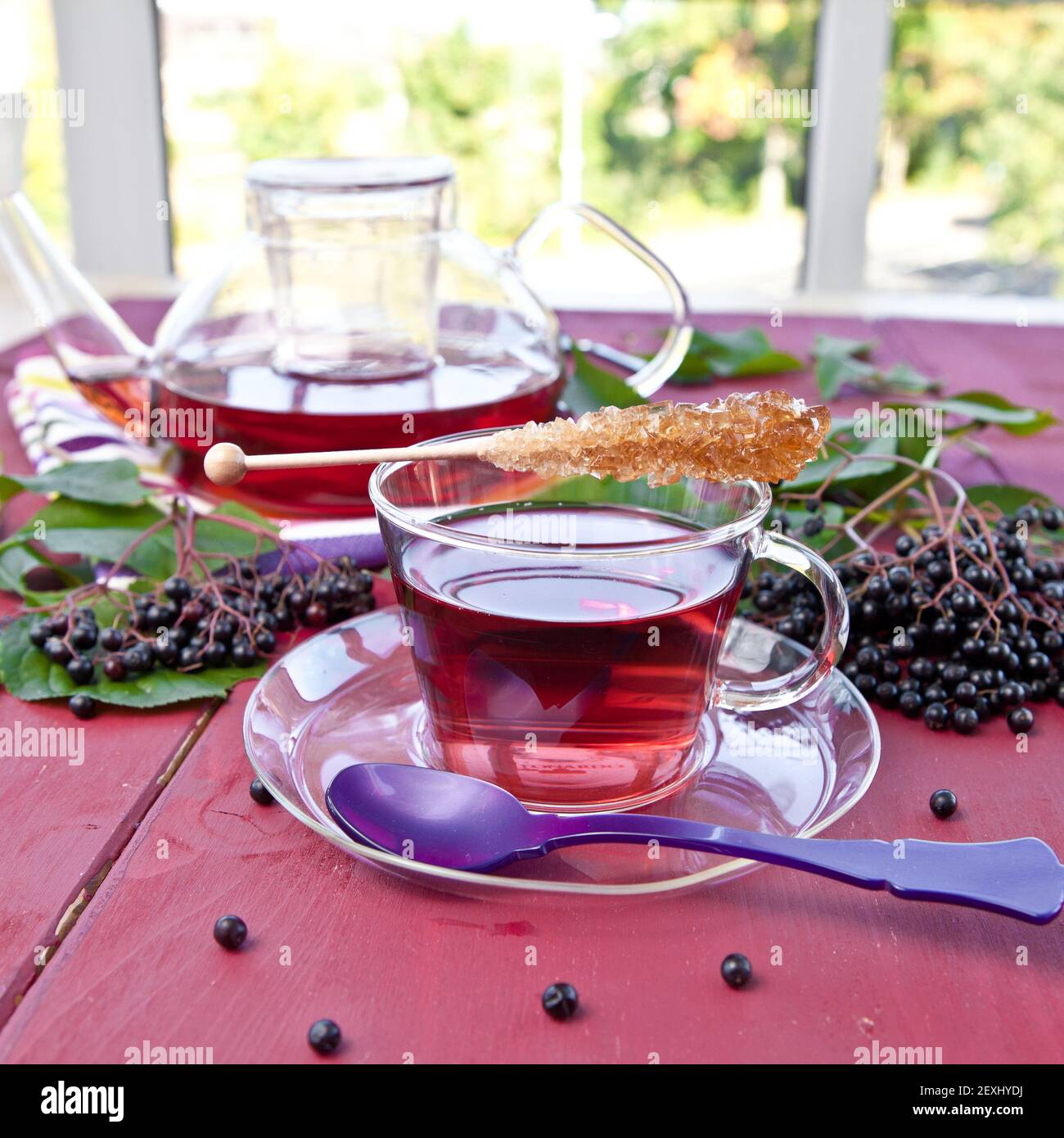 Tè con sambuco fresco Foto Stock