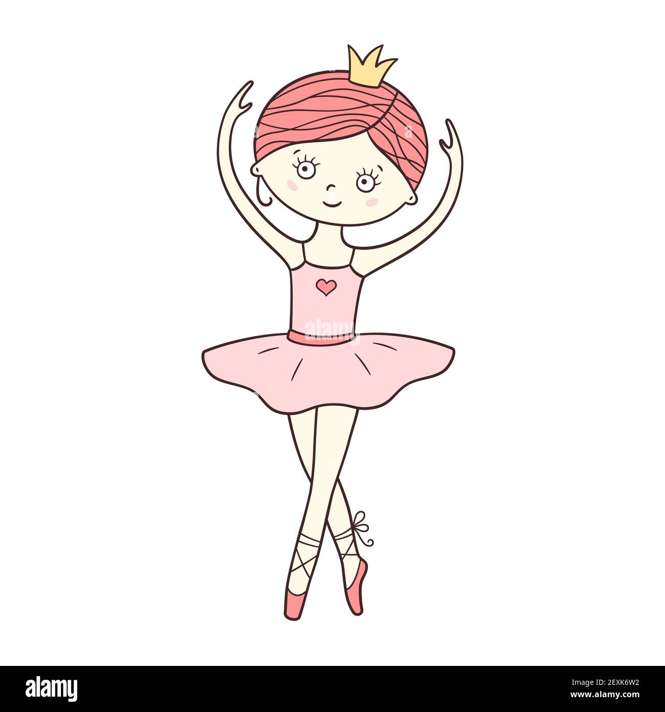 Ballerina carina piccola in scarpe punta, abito e corona. Illustrazione  vettoriale isolata Immagine e Vettoriale - Alamy