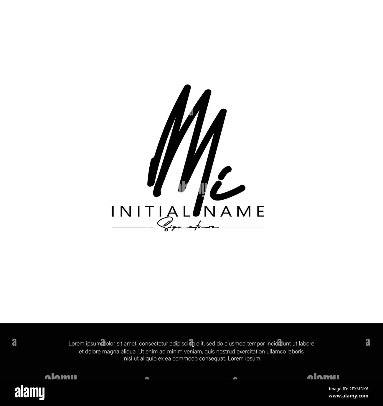 M i MI lettera iniziale con scrittura a mano e logo della firma. Beauty Vector primo logo .Moda, boutique, floreale e botanico Illustrazione Vettoriale