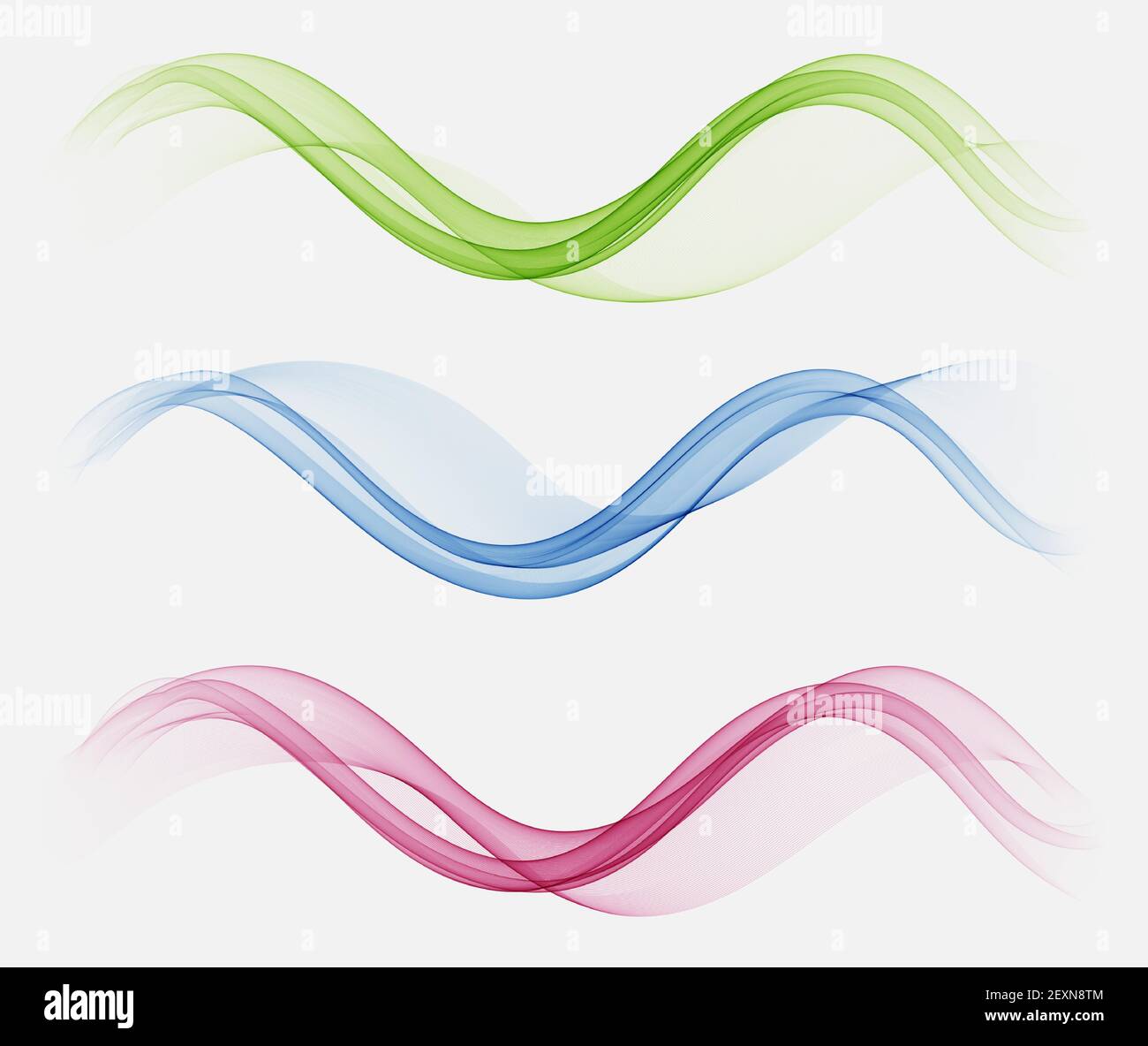 Una serie di onde trasparenti.onde di sfondo a colori astratti. Illustrazione Vettoriale