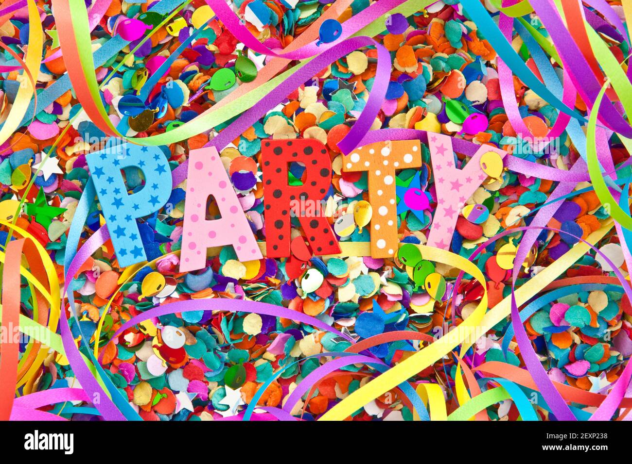 Festa in lettere colorate Foto Stock