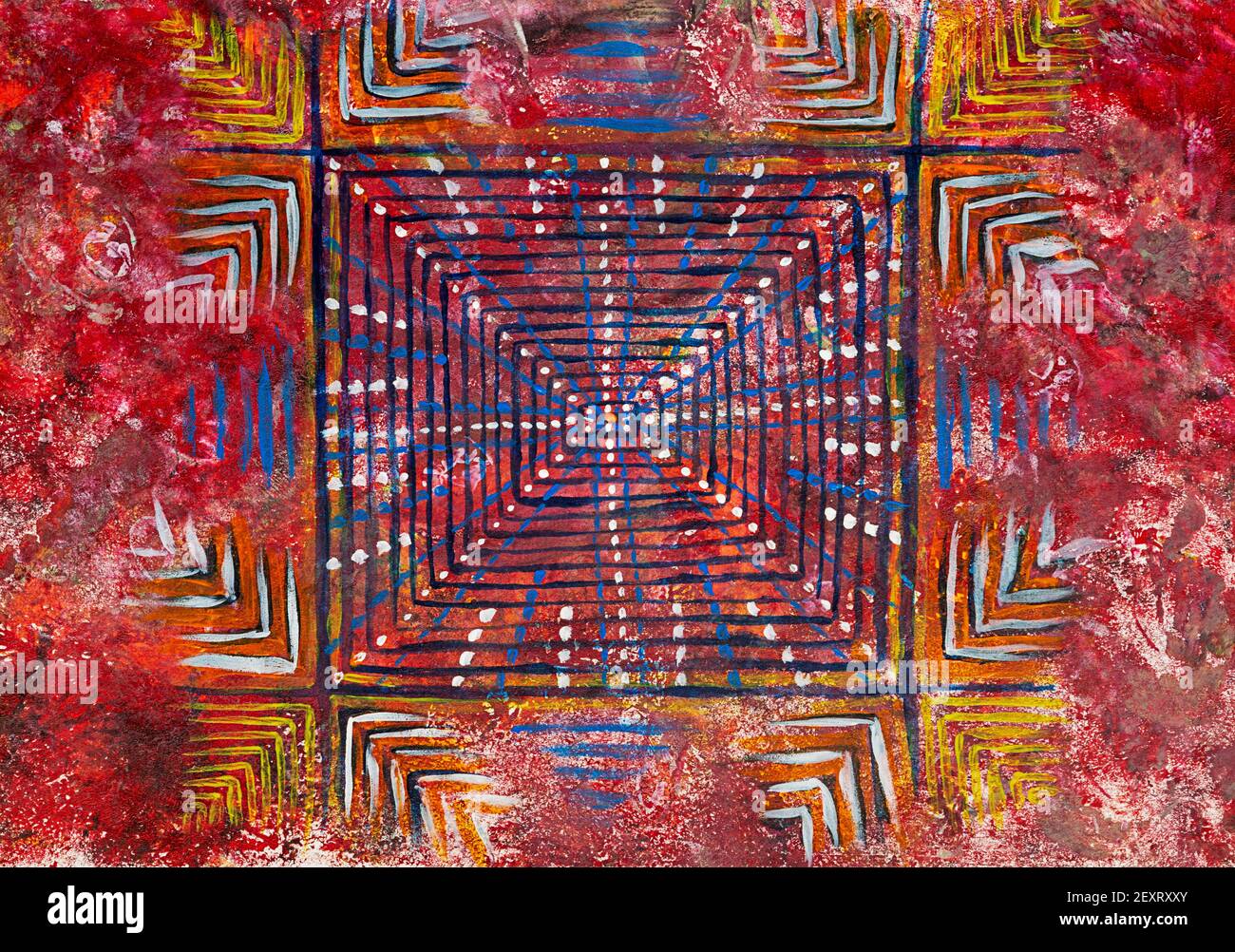 Pittura astratta in colori vivaci e vivaci con effetto tridimensionale Foto Stock