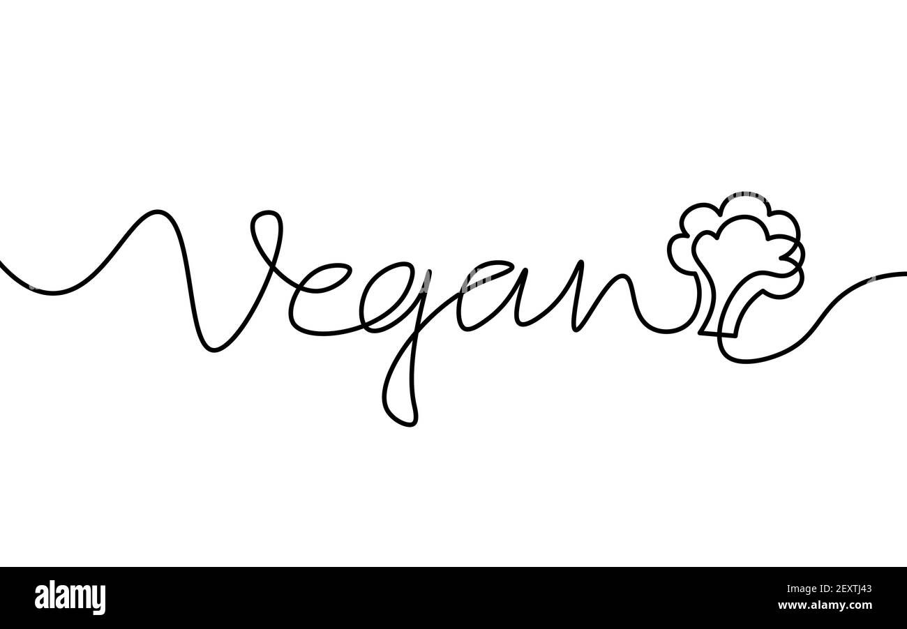 Stelo di broccoli a una linea. Bianco e nero monocromo continuo monolinea art. Vegan natura biologico fattoria illustrazione del mercato abbozzo disegno Illustrazione Vettoriale