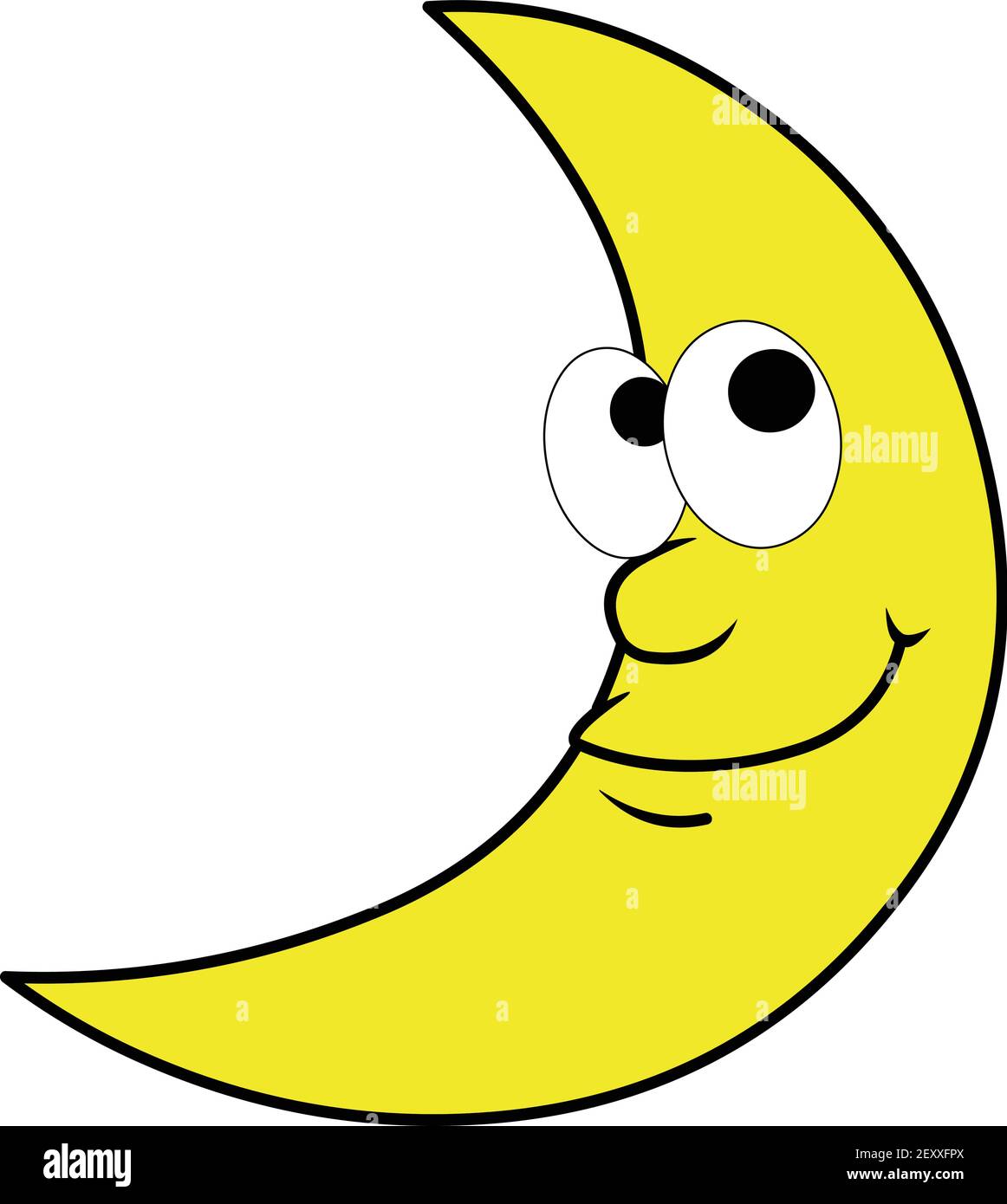 Icona Happy Cartoon Half Moon illustrazione vettoriale isolata in bianco sfondo Illustrazione Vettoriale