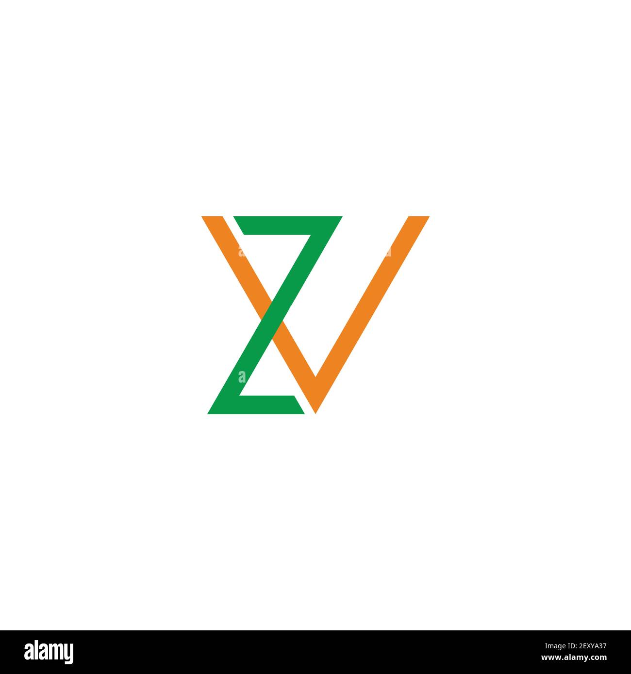 letter zv simple link colorful line geometric logo vettoriale Illustrazione Vettoriale