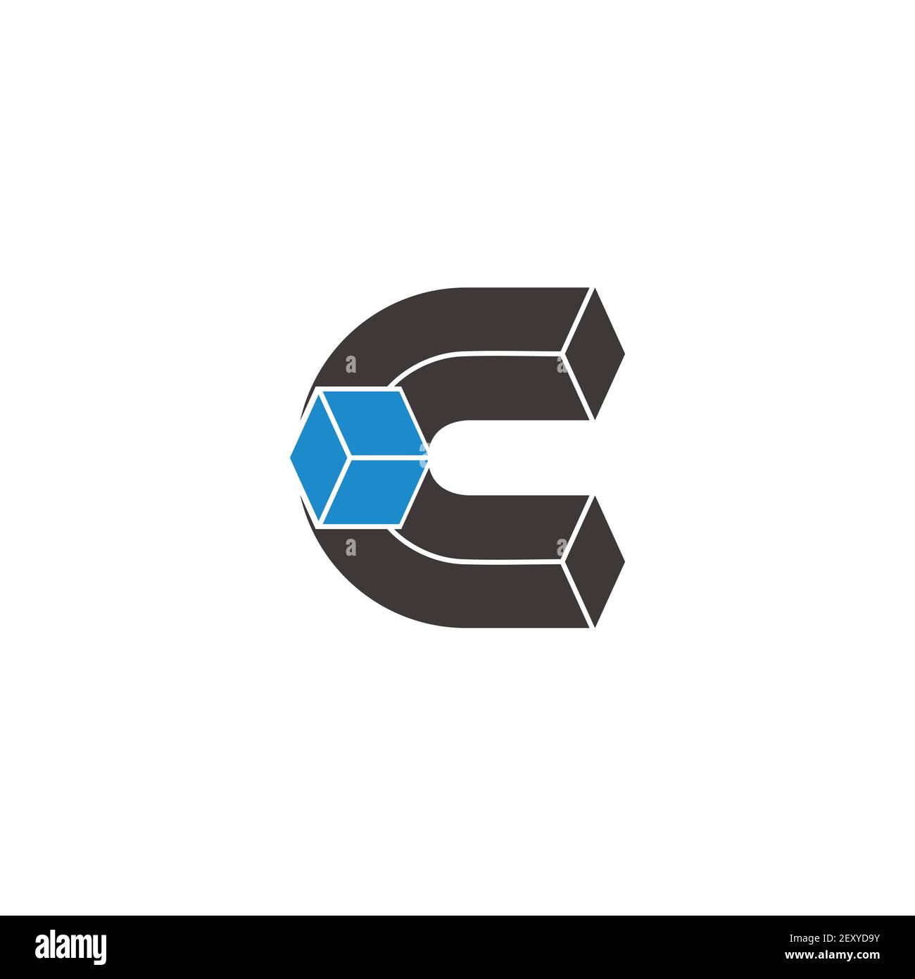 lettera c box semplice geometrico piatto 3d disegno vettore logo Illustrazione Vettoriale