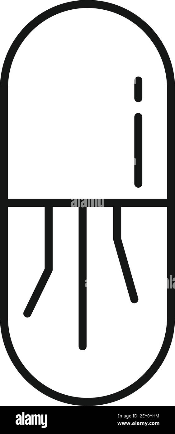 Icona capsula medica nanotecnologia, stile contorno Illustrazione Vettoriale