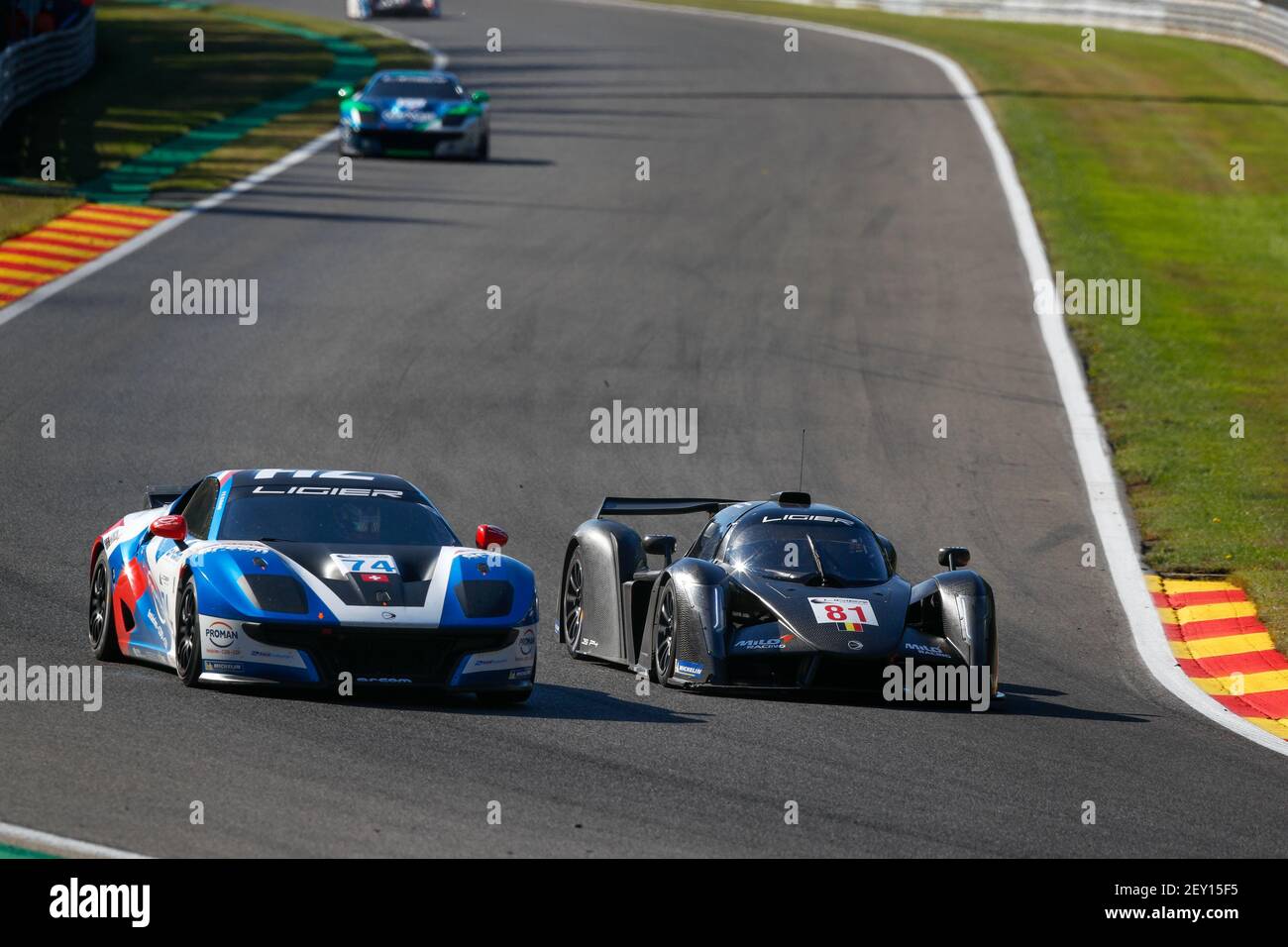 81 Nivarlet Christophe (bel), Balthazar Kevin (bel), Milo Racing, Ligier JS P4, azione 74 Baud Sébastien (fra), Cool Racing, Ligier JS2 R, azione durante il caldo 2 - Spa-Francorchamps della Ligier European Series 2020, dal 7 all'8 agosto 2020 sul circuito di Spa-Francorchamps, a Spa-Francorchamps, in Spa-Francorchamps Belgio - Foto Frédéric le Floc'h / DPPI Foto Stock