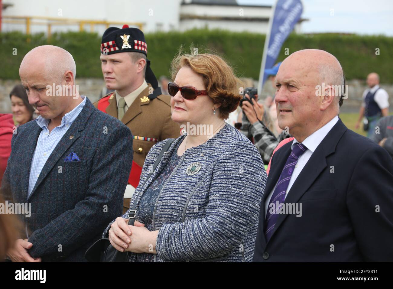 Giornata delle forze armate, Low Green, Ayr, Ayrshire Scotland, UK . 23 giugno 2018. Il partito ufficiale composto da dignatori, personale delle forze armate, veterani e leader religiosi. Leader politici al servizio. Consigliere di sinistra Martin Dowey (conservatore) Dr Philippa Whitford MP (SNP) John Scott MSP (conservatore) Foto Stock