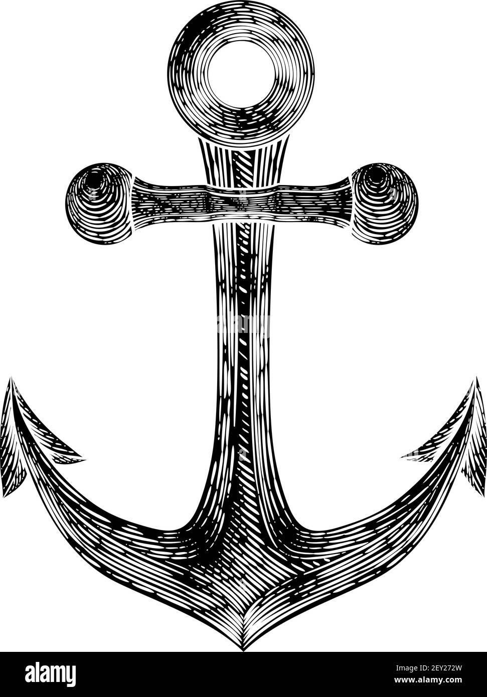 Elemento di ancoraggio dal battello o nave tatuaggio disegno Illustrazione Vettoriale