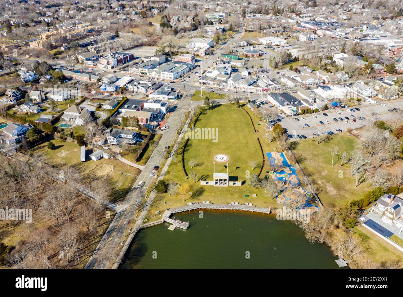 Vista aerea di Agawam Park e vicinty, southampton, ny Foto Stock