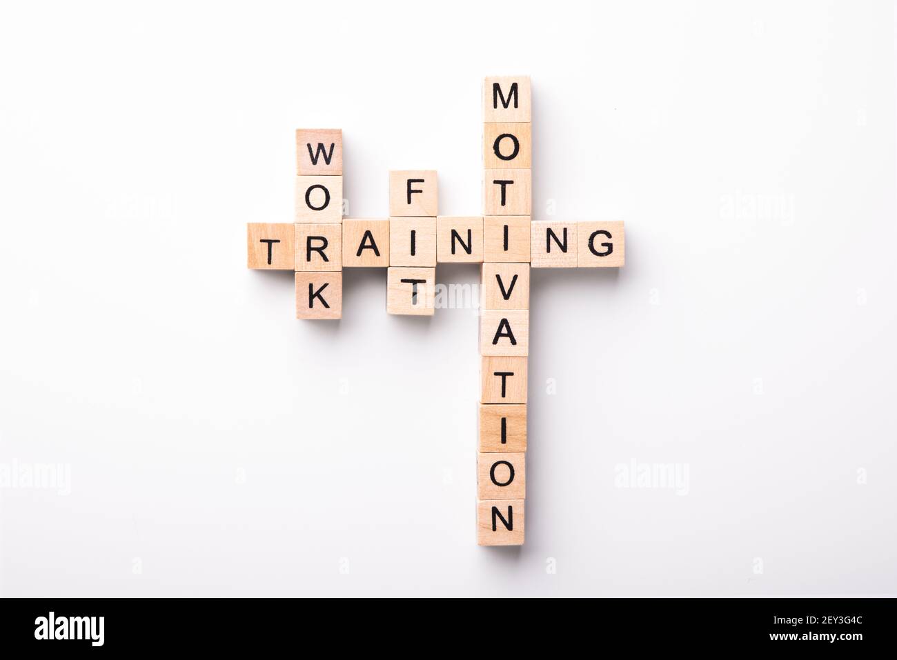 Blocchi di legno con la formazione di testo Foto Stock